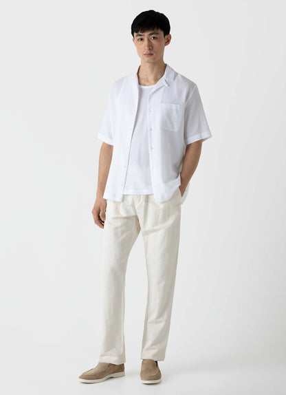 Mens Waffle Camp Collar Shirt In White Msht2064 Whaa