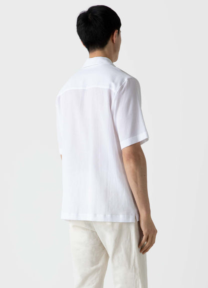 Mens Waffle Camp Collar Shirt In White Msht2064 Whaa