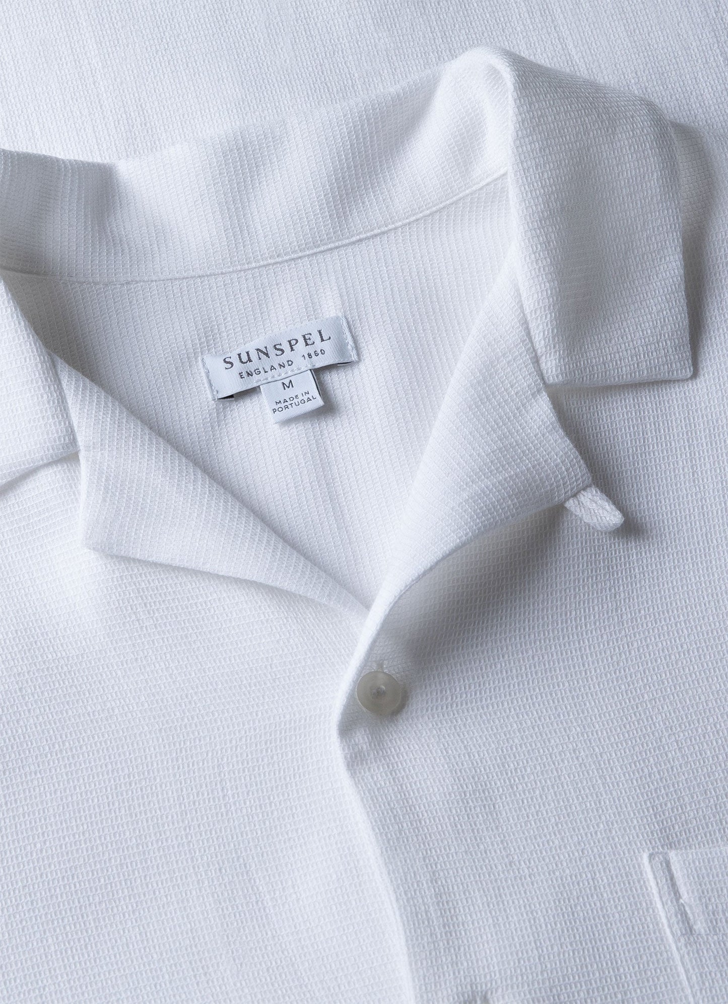 Mens Waffle Camp Collar Shirt In White Msht2064 Whaa