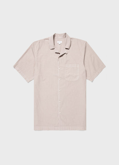 Mens Seersucker Camp Collar Shirt In Light Sand Msht2091 Brdv