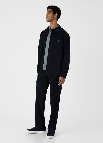 Mens Brushed Cotton Wool Overshirt In Navy Msht2094 Buaa
