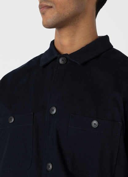 Mens Brushed Cotton Wool Overshirt In Navy Msht2094 Buaa