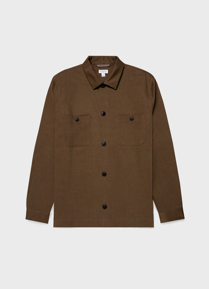 Mens Brushed Cotton Wool Overshirt In Dark Stone Msht2094 Whdc