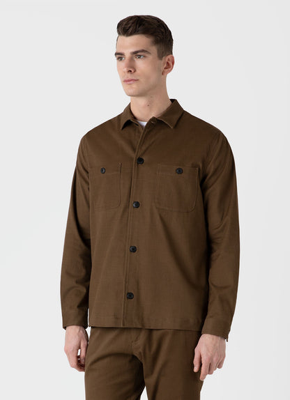 Mens Brushed Cotton Wool Overshirt In Dark Stone Msht2094 Whdc