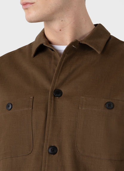 Mens Brushed Cotton Wool Overshirt In Dark Stone Msht2094 Whdc