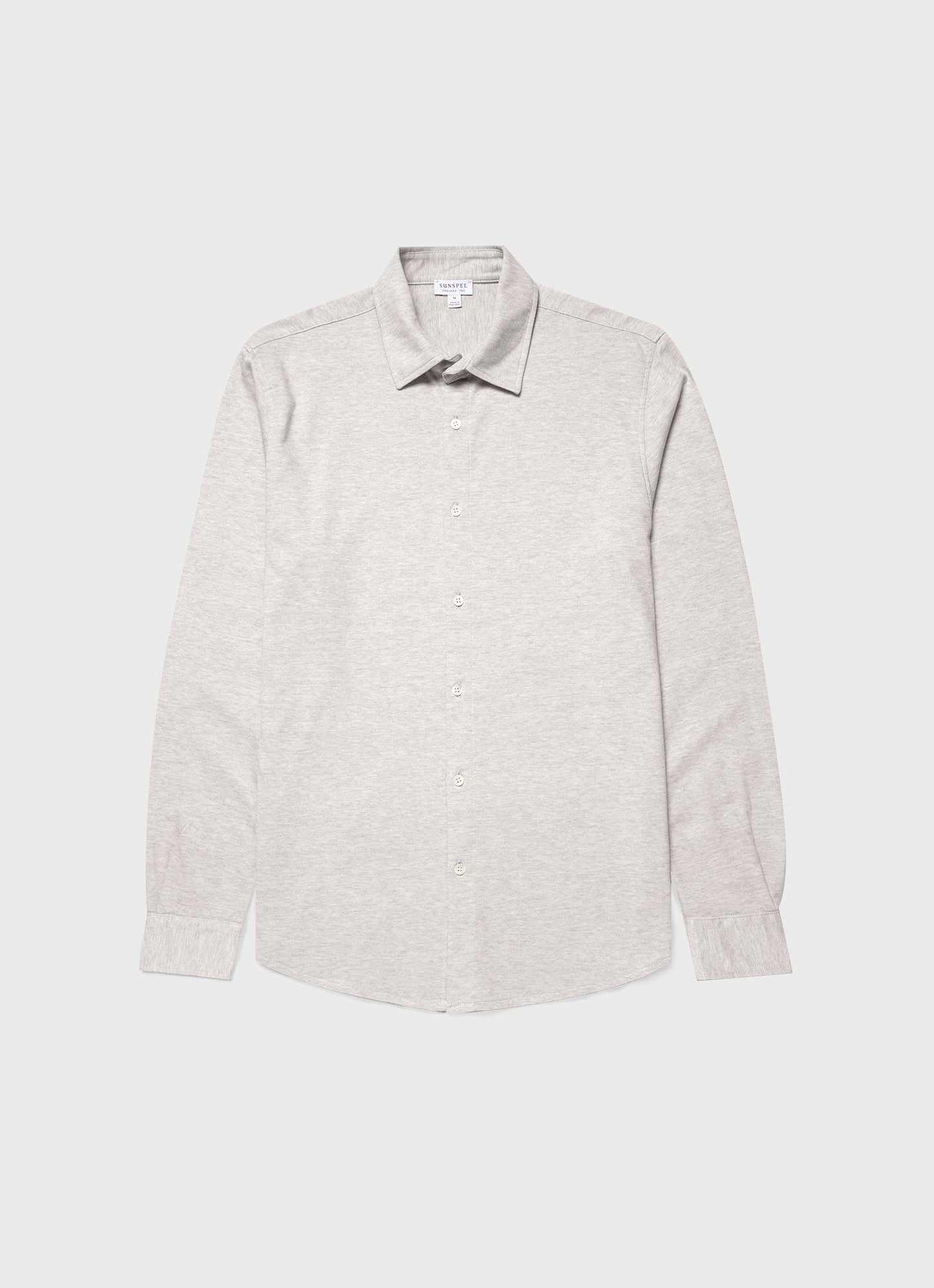 Mens Cotton Cashmere Pique Shirt In Putty Melange Msht2097 Whhs