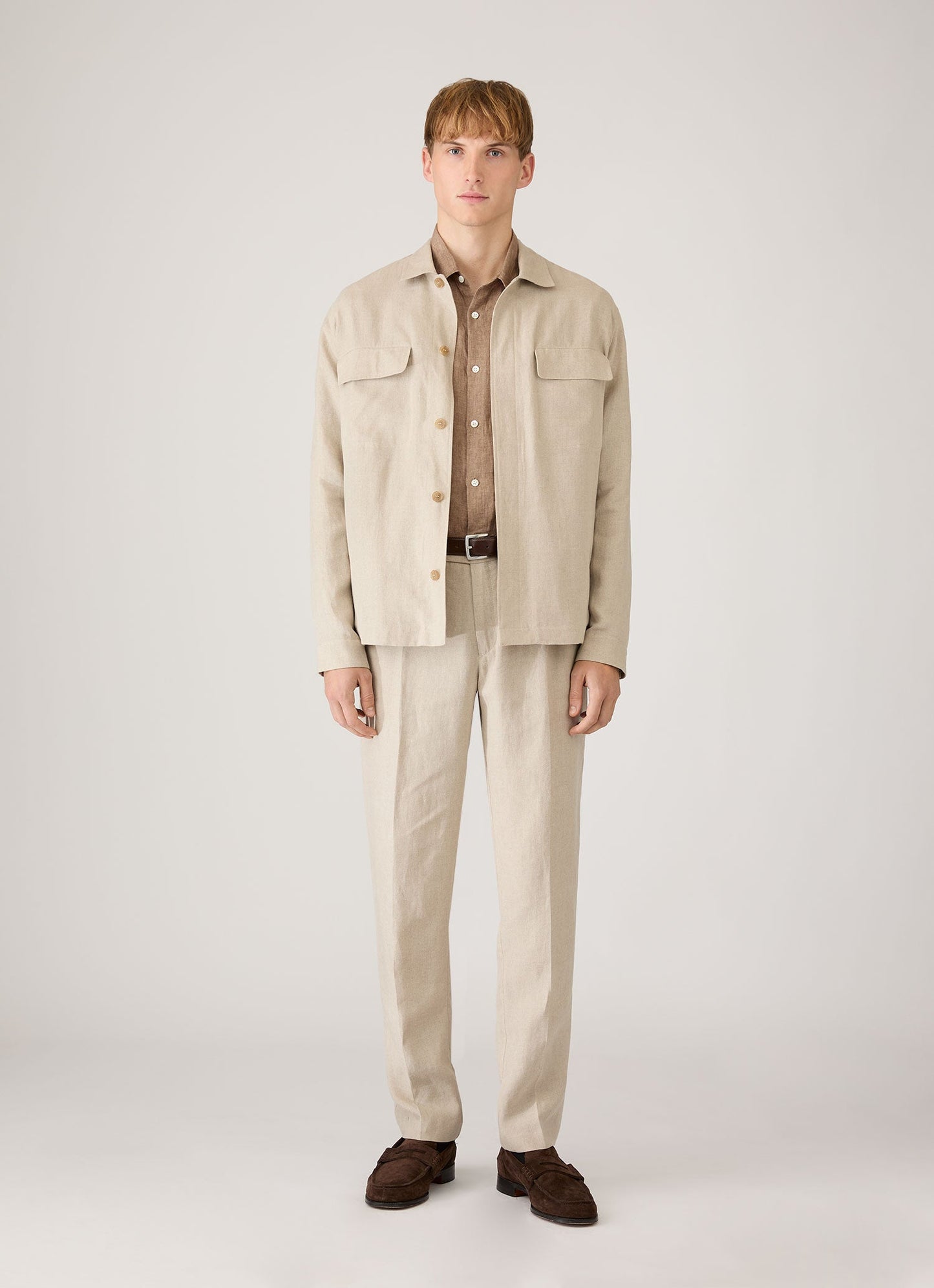 Men's Linen Shirt in Walnut