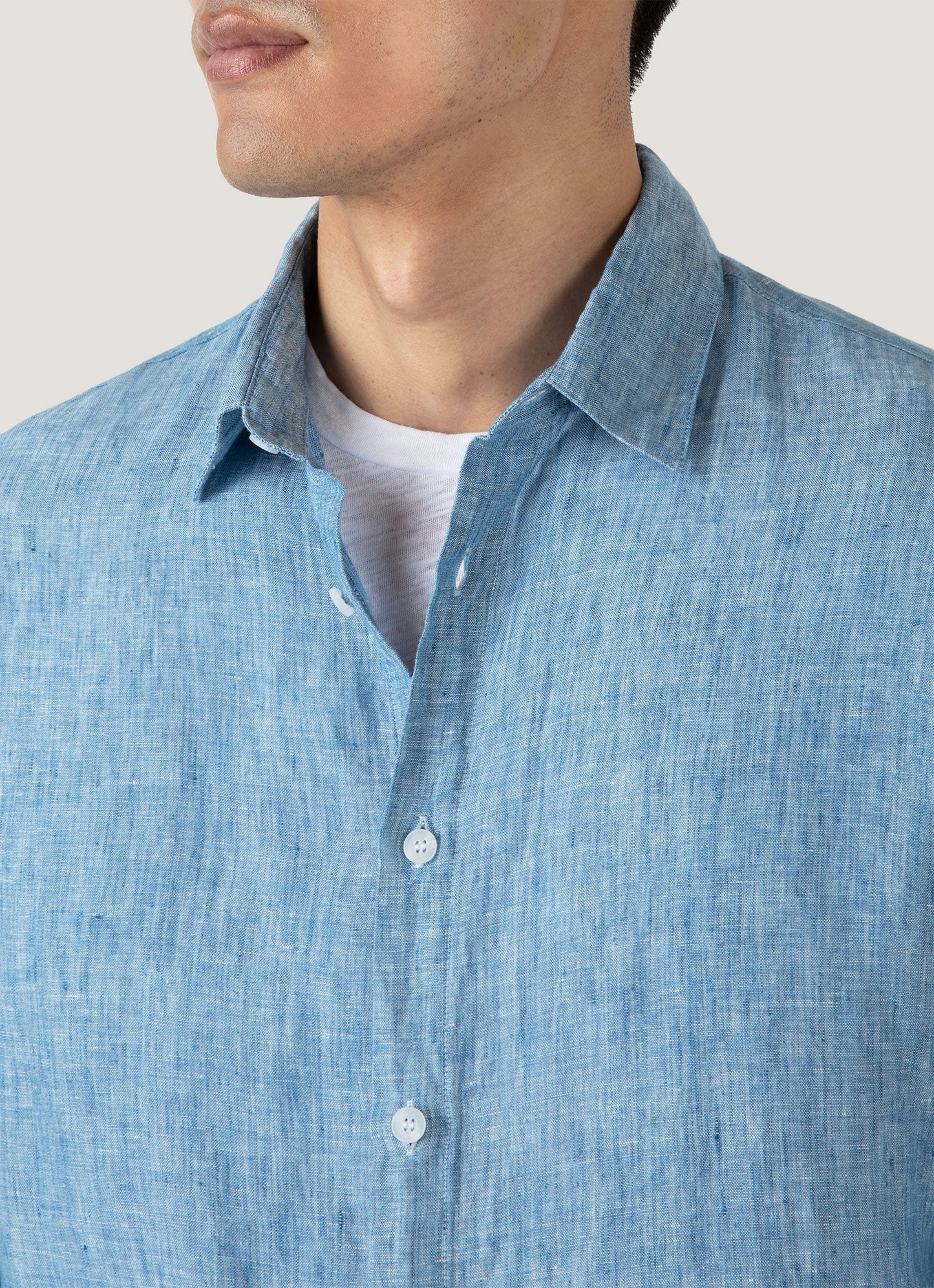 Mens Linen Shirt In Como Blue Msht2106 Buvp