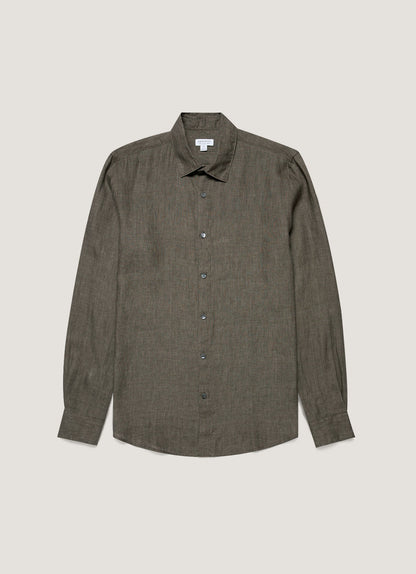 Mens Linen Shirt In Dusk Green Msht2106 Gnij