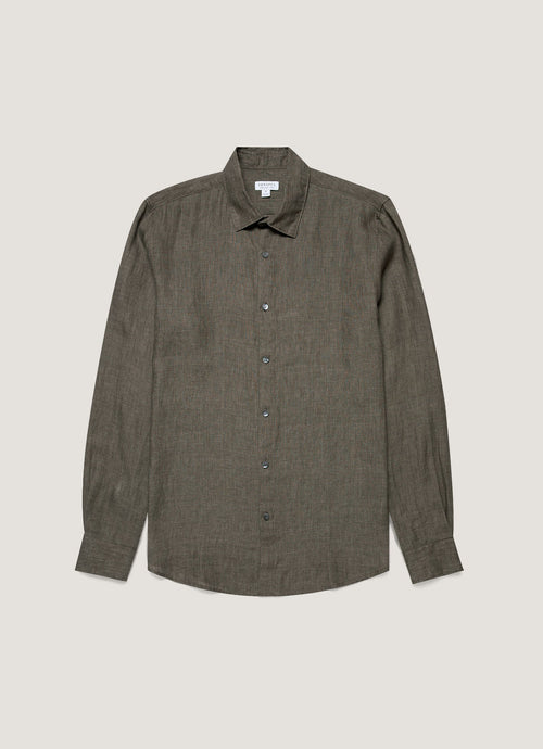 Mens Linen Shirt In Dusk Green Msht2106 Gnij
