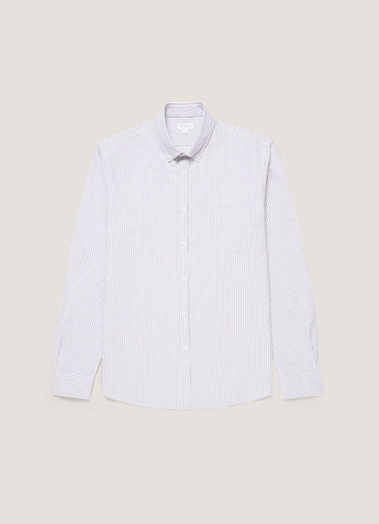 Men's Button Down Oxford Shirt in White/Navy
