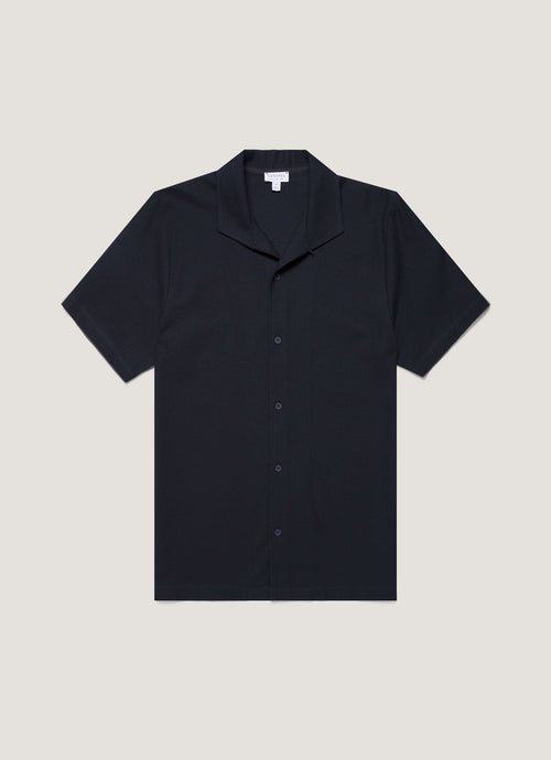 Mens Short Sleeve Textured Jersey Shirt In Midnight Navy Msht2109 Buvn