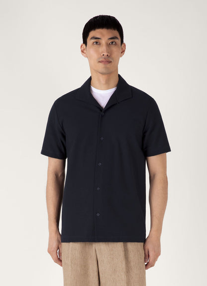 Mens Short Sleeve Textured Jersey Shirt In Midnight Navy Msht2109 Buvn