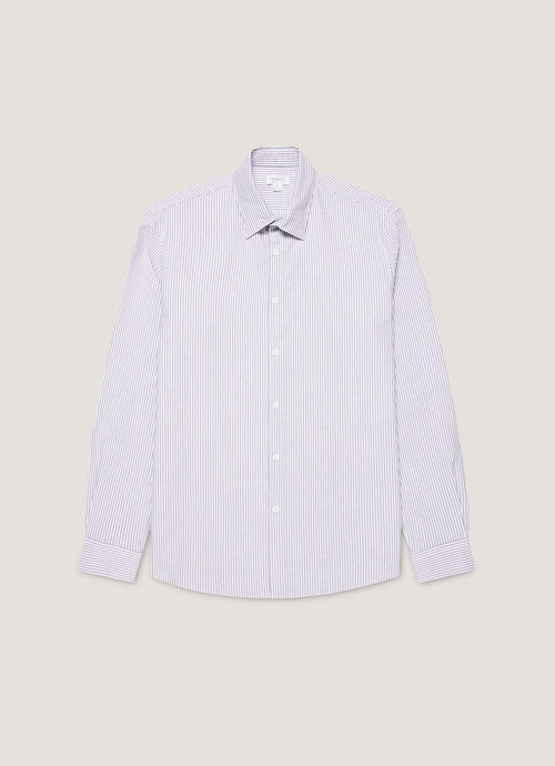 Mens Oxford Shirt In White Navy Msht2128 Stkt
