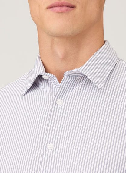 Mens Oxford Shirt In White Navy Msht2128 Stkt