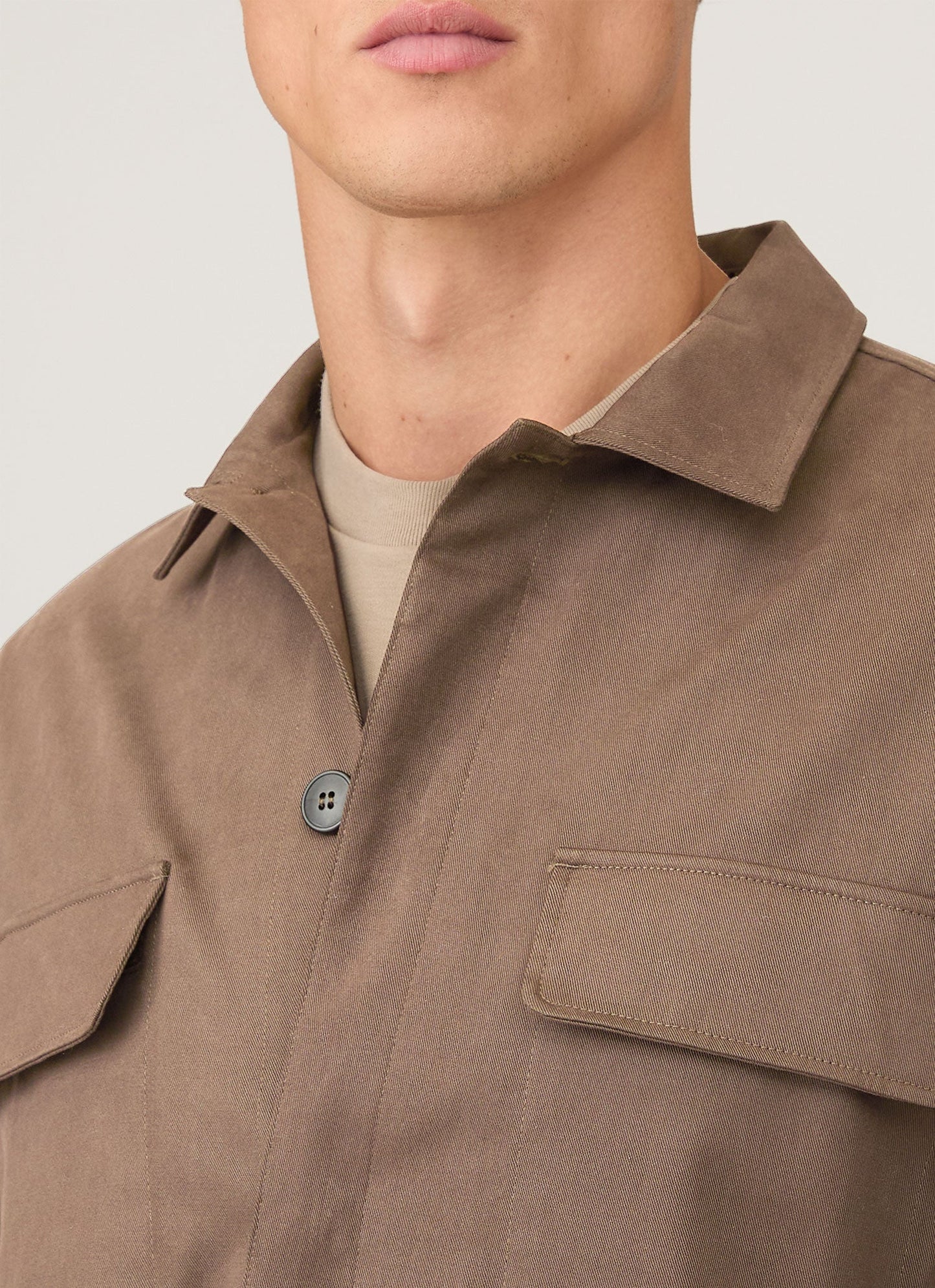 Mens Cotton Cashmere Overshirt In Dark Stone Msht2129 Whdc