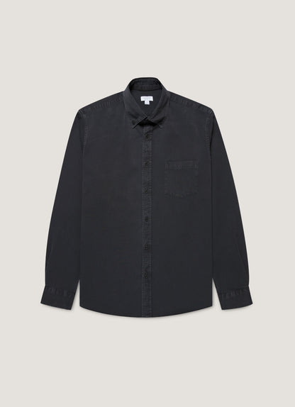 Mens Button Down Twill Shirt In Black Msht2134 Bkbh