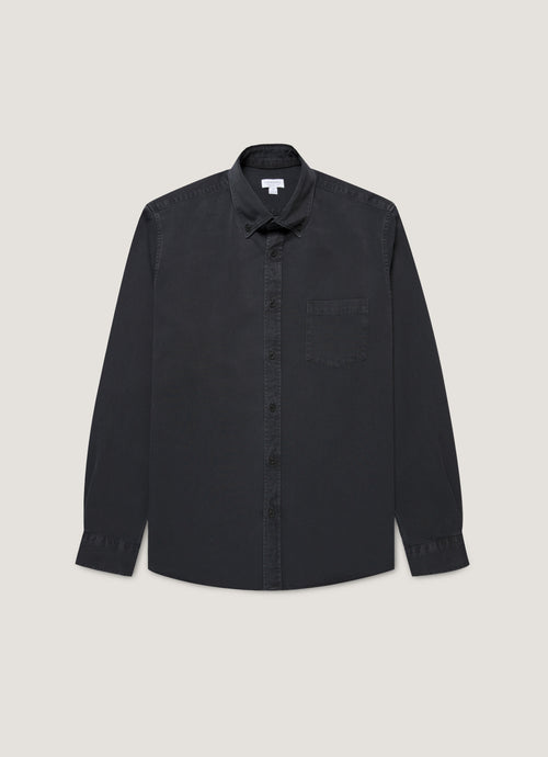 Mens Button Down Twill Shirt In Black Msht2134 Bkbh