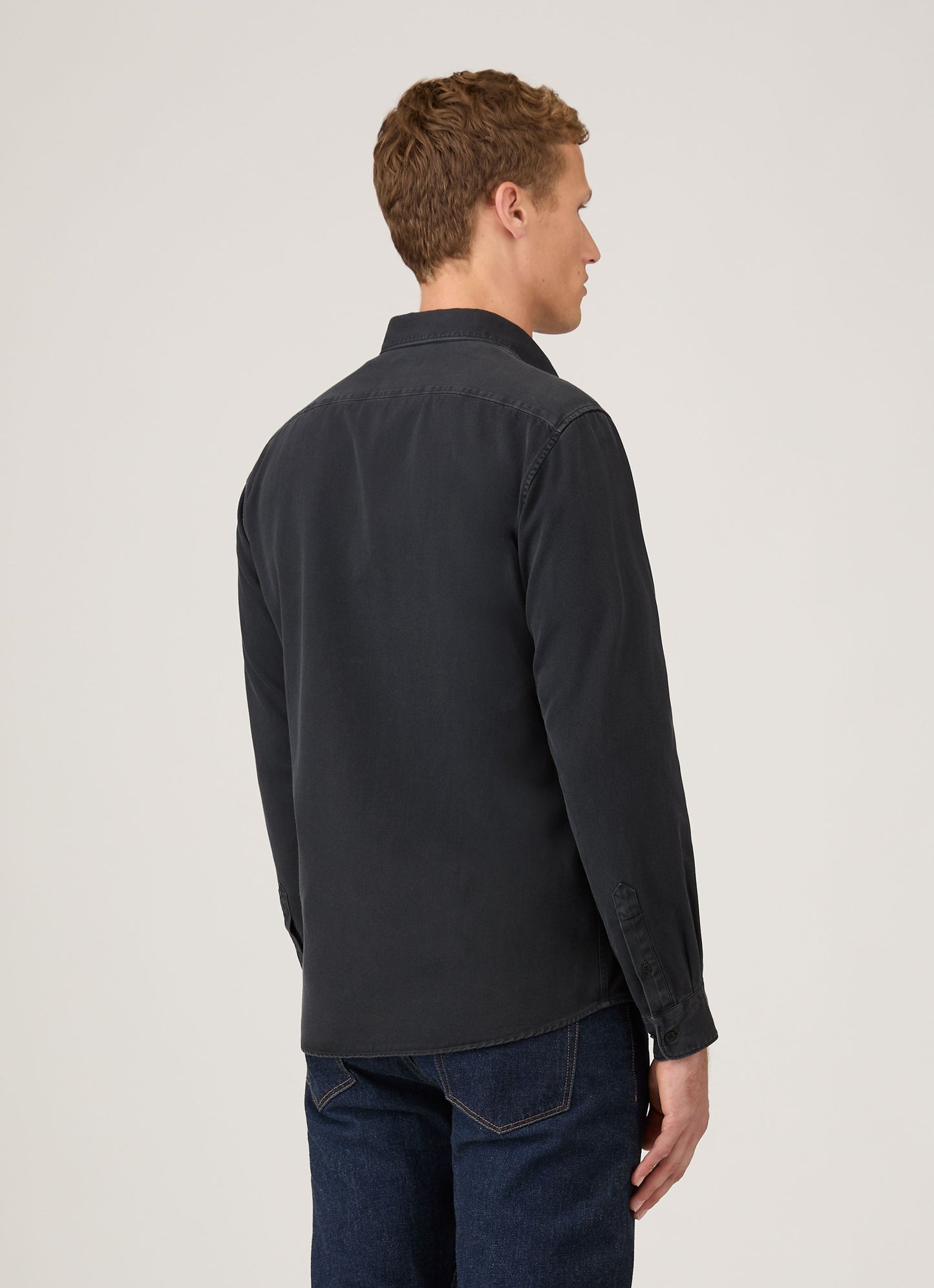Mens Button Down Twill Shirt In Black Msht2134 Bkbh