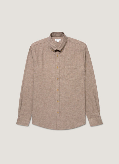 Mens Brushed Cotton Shirt In Light Brown Melange Msht2135 Brgn