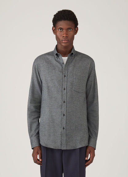 Mens Brushed Cotton Shirt In Charcoal Melange Msht2135 Gyad