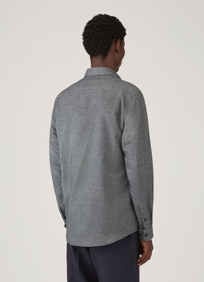 Mens Brushed Cotton Shirt In Charcoal Melange Msht2135 Gyad