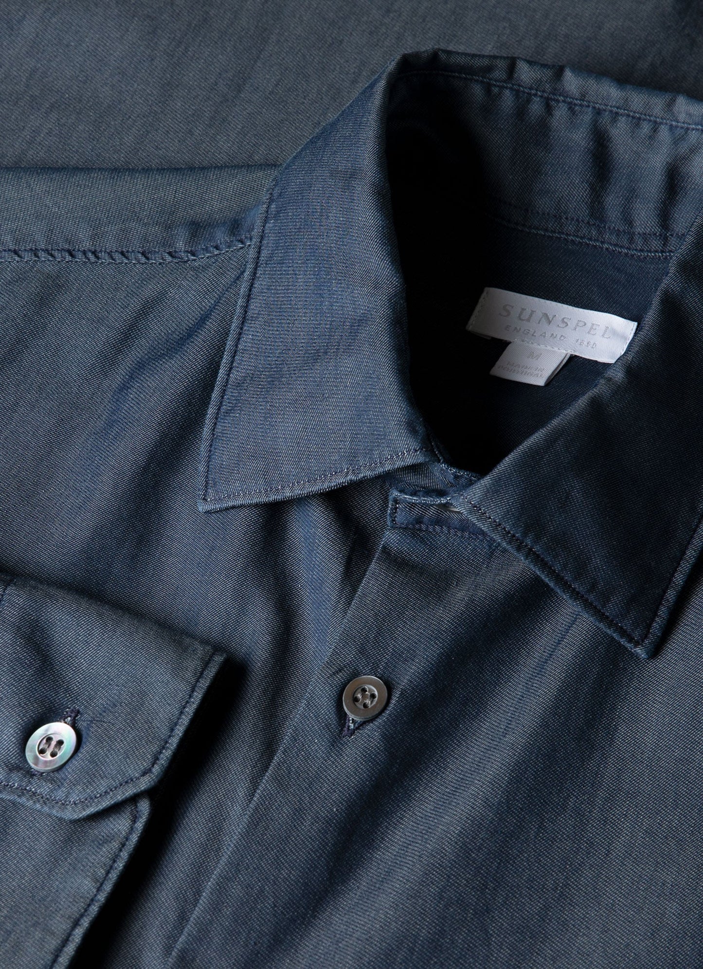 Mens Sea Island Cotton Shirt In Indigo Msht2150 Buad