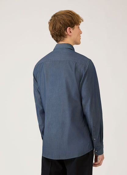 Mens Sea Island Cotton Shirt In Indigo Msht2150 Buad