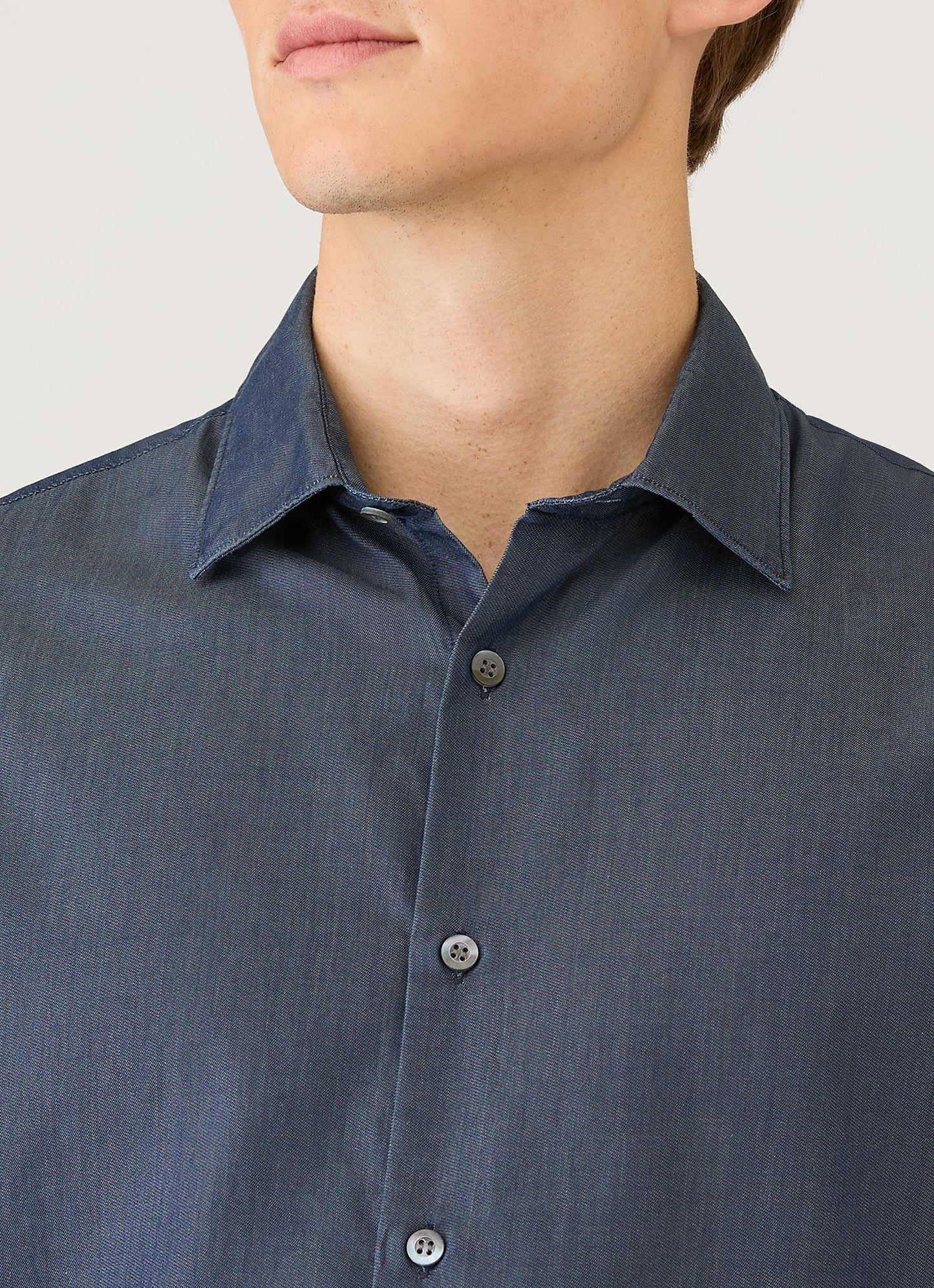 Mens Sea Island Cotton Shirt In Indigo Msht2150 Buad