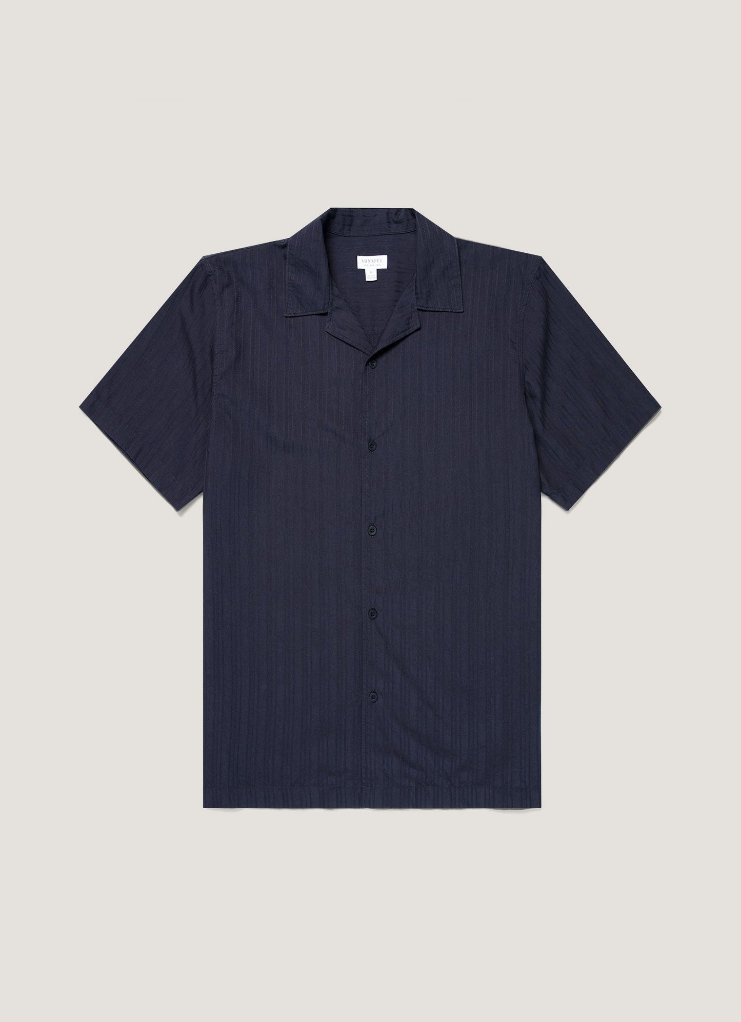 Mens Textured Stripe Camp Collar Shirt In Navy Msht2151 Buaa