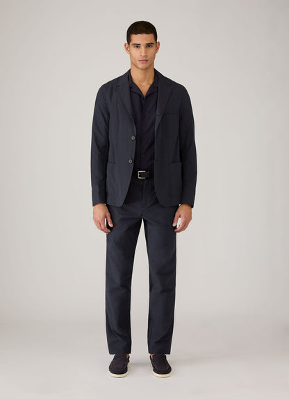 Mens Textured Stripe Camp Collar Shirt In Navy Msht2151 Buaa