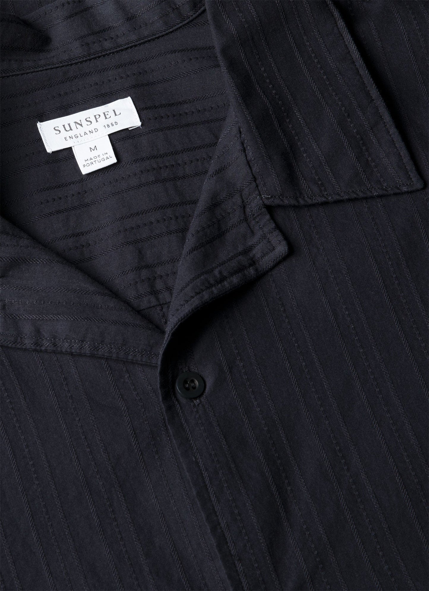 Mens Textured Stripe Camp Collar Shirt In Navy Msht2151 Buaa