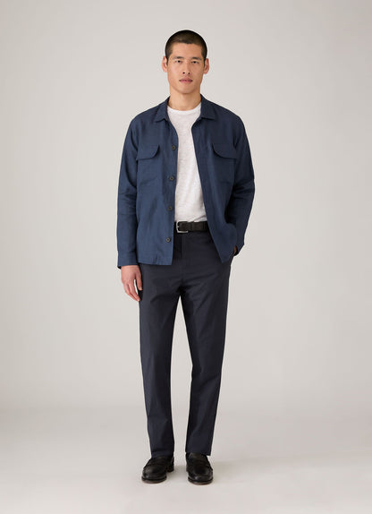 Mens Linen Overshirt In Light Navy Msht2152 Buaf