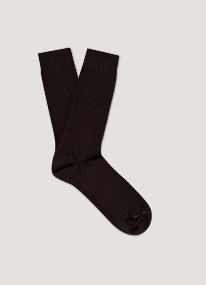 Mens Cotton Ribbed Socks In Truffle Msoc9479 Brgd