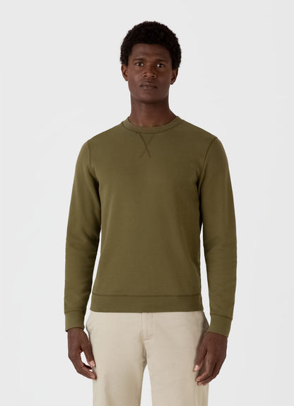 Mens Loopback Sweatshirt In Olive Green Mswe1516 Gnia