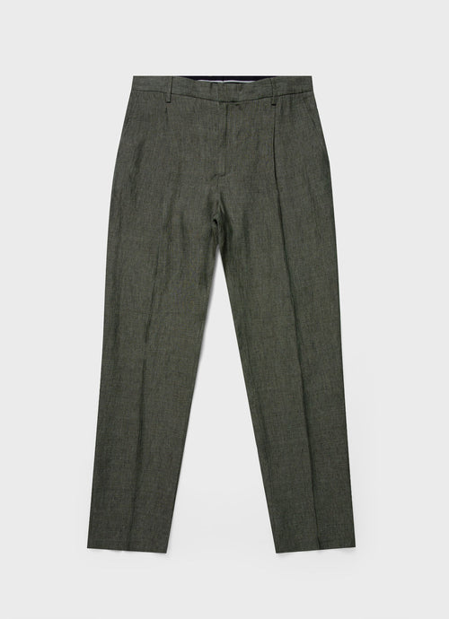 Mens Pleated Linen Trouser In Light Khaki Mtrs3049 Gnht