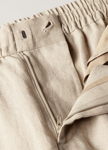 Mens Linen Drawstring Trouser In Sand Mtrs3092 Brbd