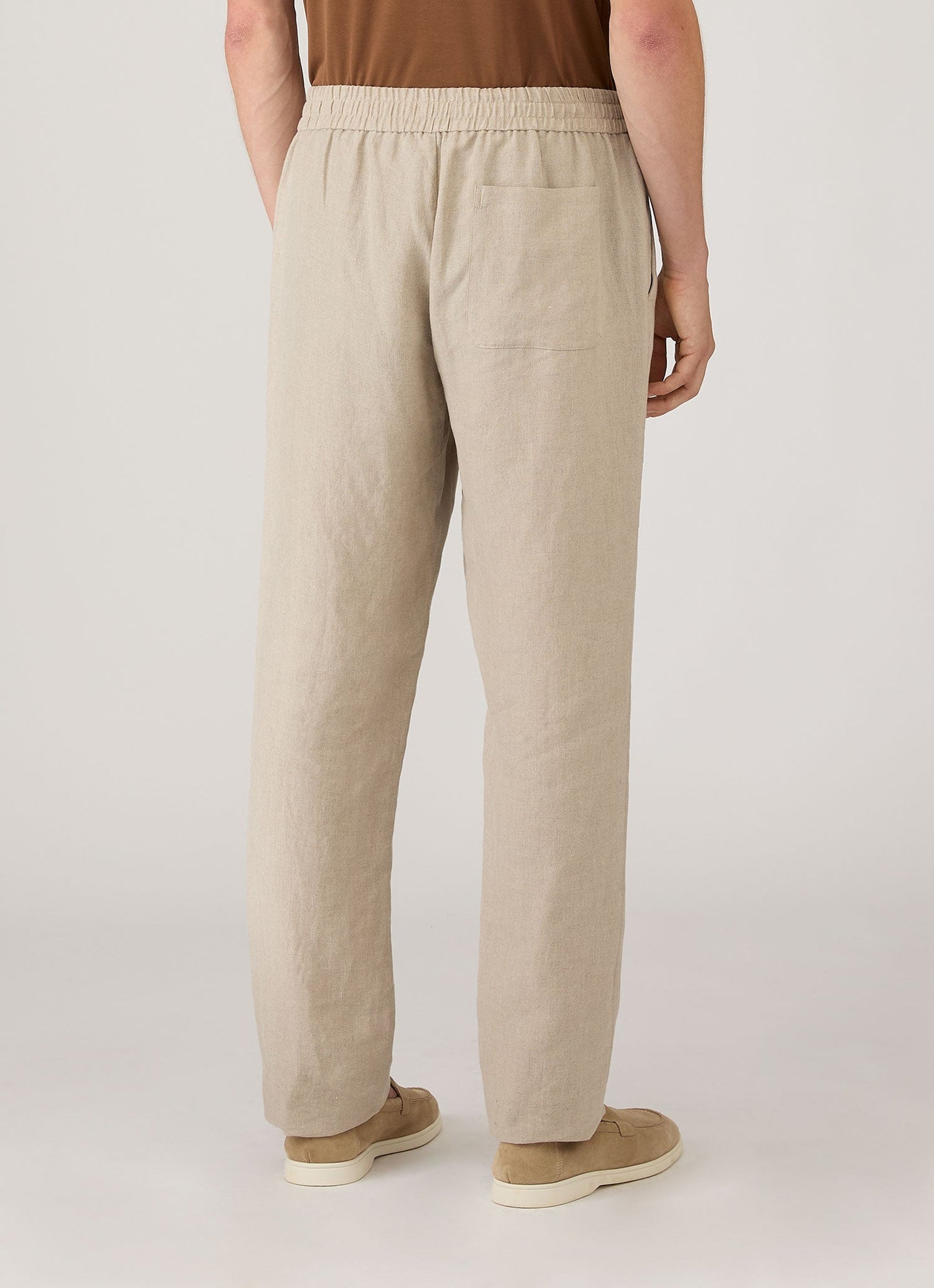 Mens Linen Drawstring Trouser In Sand Mtrs3092 Brbd