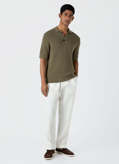 Mens Linen Drawstring Trouser In White Mtrs3092 Whaa