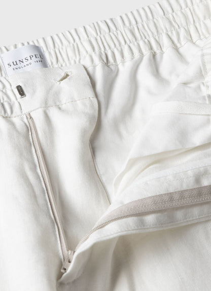 Mens Linen Drawstring Trouser In White Mtrs3092 Whaa