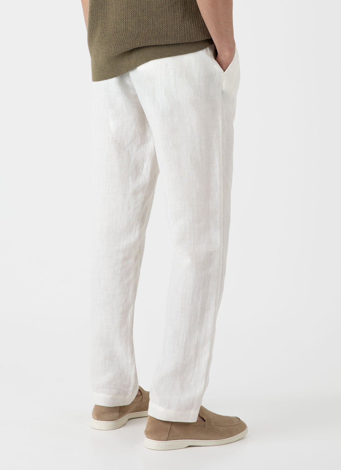 Mens Linen Drawstring Trouser In White Mtrs3092 Whaa