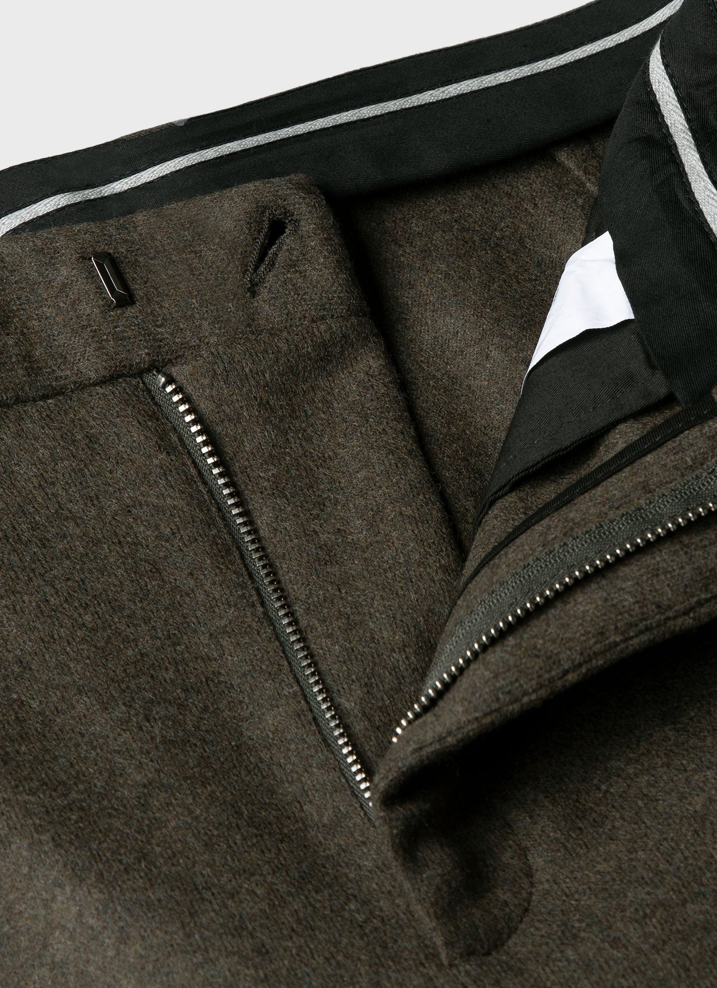 Mens Pleated Boiled Wool Trouser In Dark Khaki Mtrs3098 Gnhm
