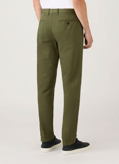 Mens Cotton Linen Trouser In Deep Olive Mtrs3136 Gniz