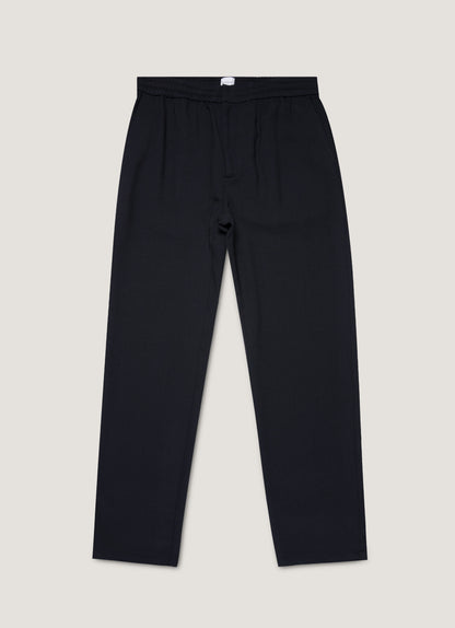 Mens Textured Wool Drawstring Trouser In Navy Mtrs3120 Buaa