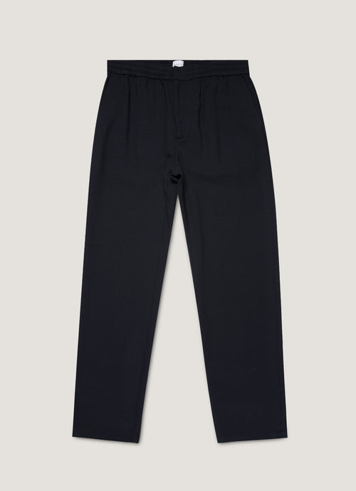 Mens Textured Wool Drawstring Trouser In Navy Mtrs3120 Buaa