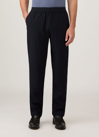Mens Textured Wool Drawstring Trouser In Navy Mtrs3120 Buaa