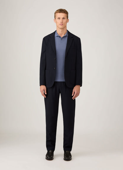 Mens Textured Wool Drawstring Trouser In Navy Mtrs3120 Buaa