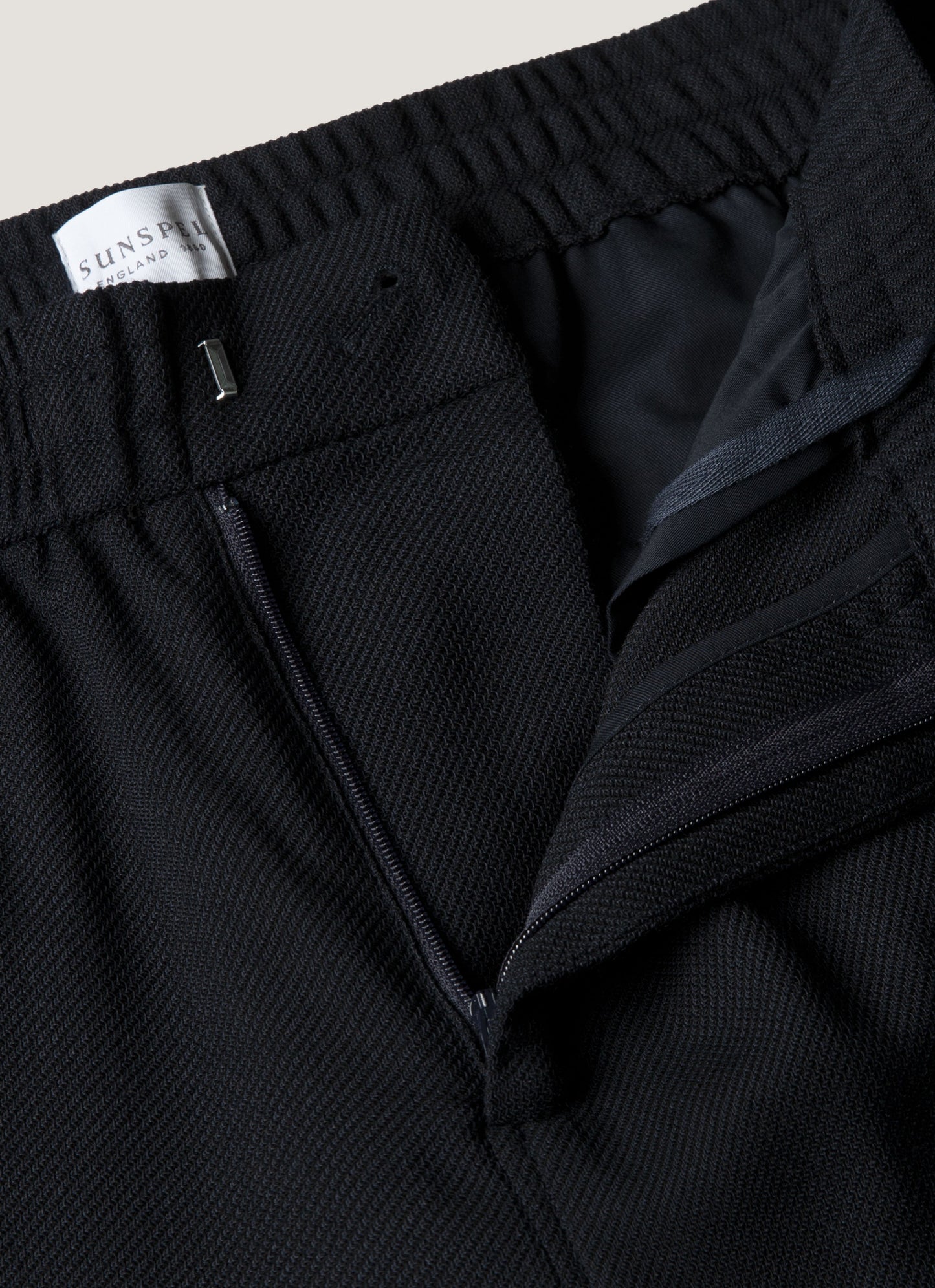 Mens Textured Wool Drawstring Trouser In Navy Mtrs3120 Buaa