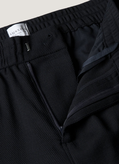Mens Textured Wool Drawstring Trouser In Navy Mtrs3120 Buaa