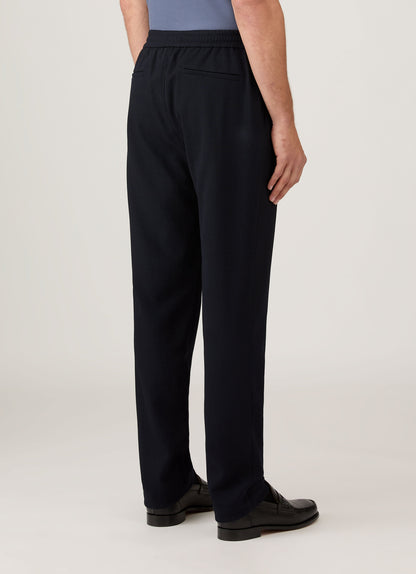Mens Textured Wool Drawstring Trouser In Navy Mtrs3120 Buaa